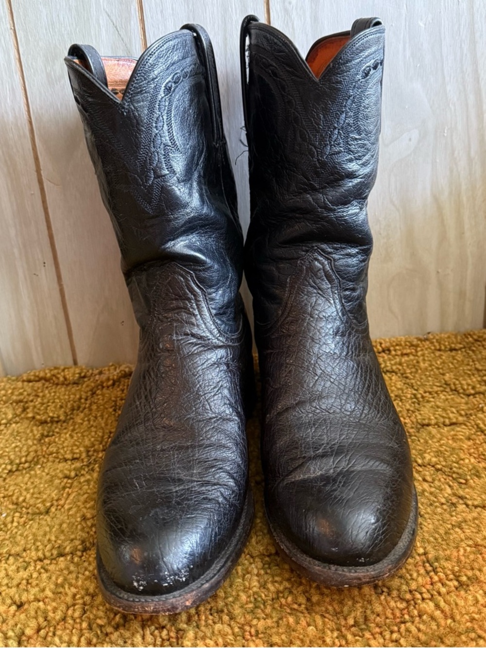 ⭐️ Lucchese Black Leather Western Boots